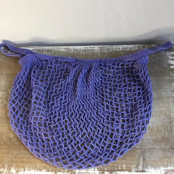 100% cotton farmers market net bag lilac color for fresh produce reusable - Picture 4 of 4